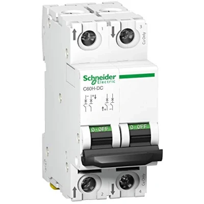 Image of Schneider A9N61521 Mcb Miniature Circuit Breaker C60H DC 2P 1A, White