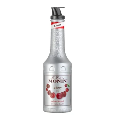 Image of MONIN Cherry Fruit Mix Puree 1 Litre for Cocktails, Smoothies and Mocktails. Vegan Friendly, Allergen Free, 100% Natural Flavours Colourings. 2 in Sugar Syrup Hybrid