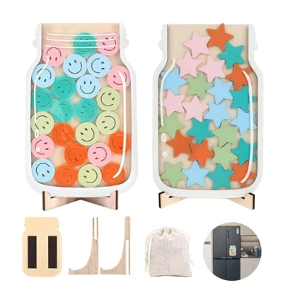 Image of Reward Jar magnetic,Smiley Face Behavior For Kids,Reward With Stars,reward jars children Motivate Good Boys And Girls (2 PCS)