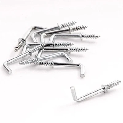 Image of 10x Zinc Plated Shouldered Dresser Cup Hooks Square Screw in L Shape Hangers