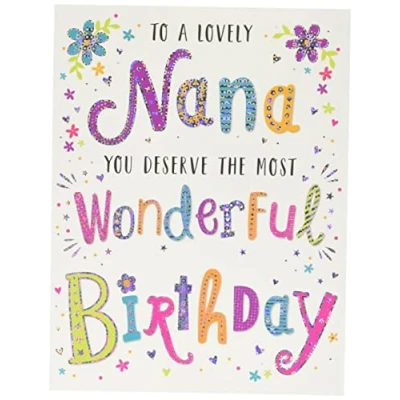 Image of Regal Publishing,Modern Birthday Card Nana bluegoldblackwhitepink,8 x 6 inches