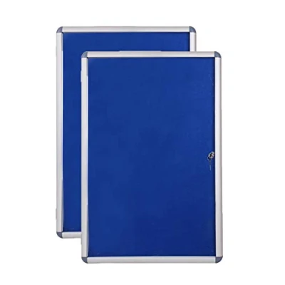Image of VIZ PRO Tamperproof Lockable Noticeboard, Silver Aluminium Frame, 2 Pack, 900 x 600 mm
