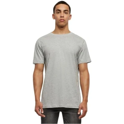 Image of Build Your Brand Men&#039;s Basic Round Neck T Shirt, Heather Grey, L