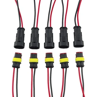 Image of Mintice 5 x 2 Pin Car Auto Waterproof Electrical Connector Socket Kit with AWG Wire Marine Gauge