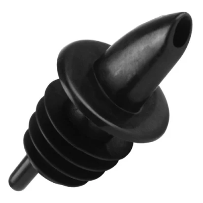 Image of drinkstuff Free Flow Pourers Black Pack of 12 Freeflow Plastic Pourer for Spirits, Liquors, Juices, Syrups &amp; Oils