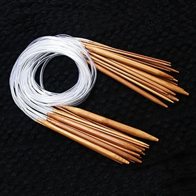 Image of Bluelans® 18 Sizes Circular Carbonized Bamboo Double Pointed Needles Knitting Set, 2.0mm 10mm (60CM)