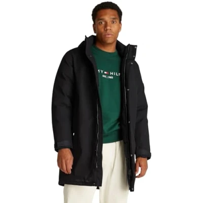Image of Tommy Hilfiger Padded Parka Winter coat, Men&#039;s, Size: Small, Black