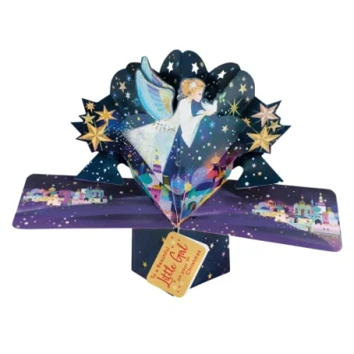 Image of Baby Girl&#039;s 1st Christmas Card 3D Angel Pop Up Xmas Cards POP059X34