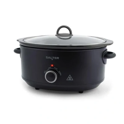 Image of Salter Kuro 6.5L Slow Cooker Electric Cooking Pot, 3 Heat Settings, Keep Warm Function, Dishwasher Safe Removable Ceramic Tempered Glass Lid, Cool Touch Handles, 320W, Black, EK6250MBLK
