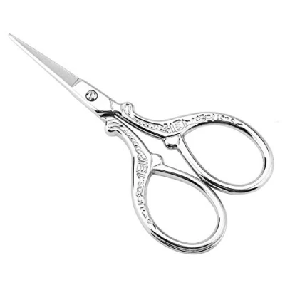 Image of Embroidery Scissors Cross Stitch Antique Sewing Stainless Steel Household Needlework Shears for DIY Craft Needle Work Art (Silver)