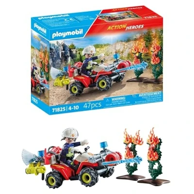 Image of Playmobil Action Heroes Fire Brigade Quad Extinguishes Hedge Engine Toys for Children aged 4+ 71825