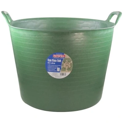 Image of Faithfull Eco Flex Tub, Multi Purpose, Durable &amp; Sustainable Flexible Bucket with Reinforced Handles 42 Litre (9gl), Green
