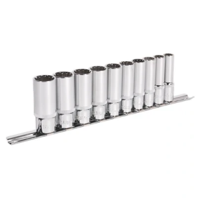 Image of Sealey Premier Socket Set 10pc Deep 3/8&quot;Sq Drive Total Drive®