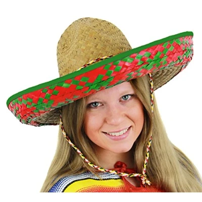 Image of LADIES MEXICAN GREEN SOMBRERO FANCY DRESS ACCESSORY HAT HOLIDAY STRAW HEN NIGHT