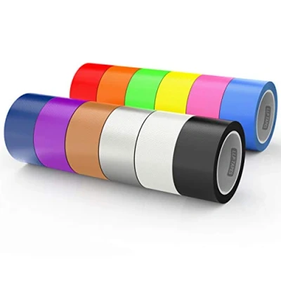 Image of LLPT Duct Tape 12 Premium Assorted Color Packs Fabric Gaffer 50MM x 9M Included Blue Pink Yellow Green Orange Red Black White Brown Silver Purple (DT612)