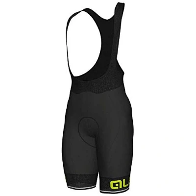 Image of Alé Cycling Men&#039;s Solid Corsa Bib Shorts, Black/Fluo Yellow, XS