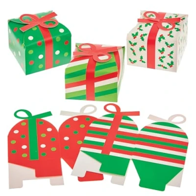 Image of Baker Ross FX797 Christmas Gift Boxes Pack of 10, Arts and Crafts Party Accessories