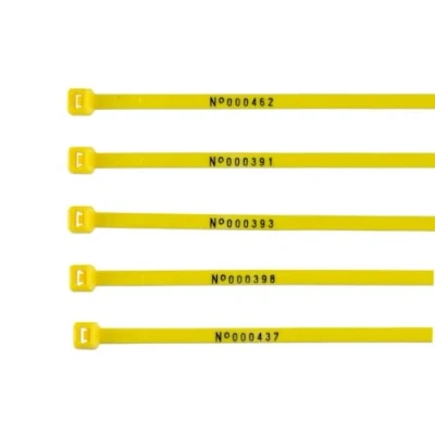 Image of 100 x Numbered Cable Ties 200mm Printed Nylon Zip Ties, Stock Numbering (200mm, Yellow)