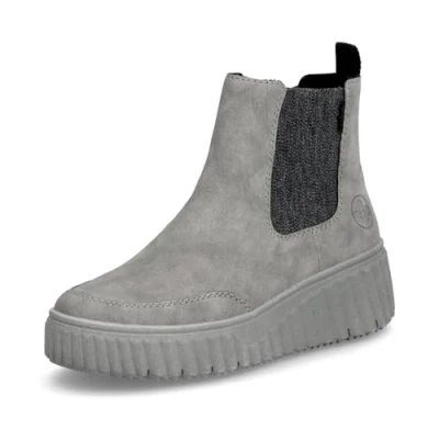 Image of Rieker Ladies Chelsea Boots N2553 Women Ankle Loose Insole, Grey 40, 6 UK