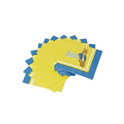 Image of Smiffys Peter Rabbit Movie Tableware Party Napkins x16 30 x 30cm, Officially Licensed Rabbt Fancy Dress, Child Dress Up Goods
