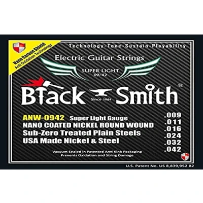 Image of Smith Black Coated Electric Guitar Strings 9 42