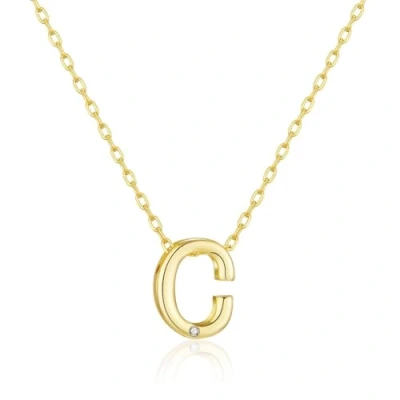 Image of Philip Jones Gold Plated Initial Necklaces A to Z Created with Zircondia® Crystals (C)