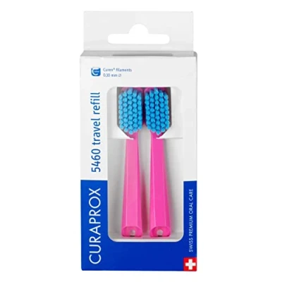 Image of Curaprox CS 5460, Refill for Travel Toothbrush Set, Pink Blue, 2 Pieces