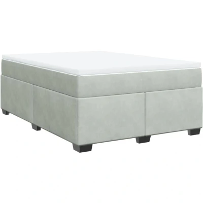 Image of vidaXL Box Spring Bed with Mattress Light Grey 140x200 cm Velvet