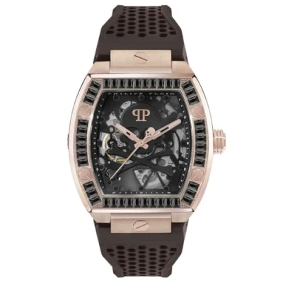 Image of Philipp Plein $KELETON Men&#039;s Automatic Analogue Watch, Rose Gold/Black/Crystals Pwbaa1723, Sporty, modern