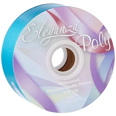 Image of Eleganza Waterproof Poly Ribbon, Turquoise, 50 mm x 91 m