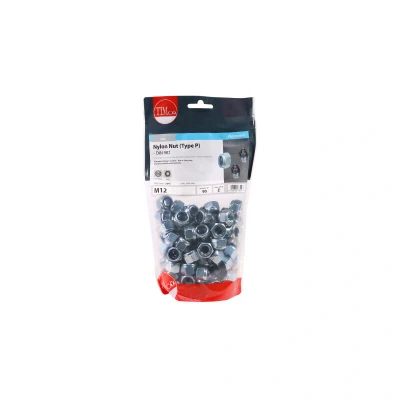 Image of 2x TIMCO Nylon Nuts Type P Zinc 12NPB Pack of 90
