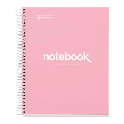 Image of Miquelrius Spiral notebook A5 80 sheets 90 g grid 5 x mm 1 coloured strip laminated hard cover colour pink