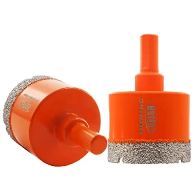 Image of BGTEC Diamond Core Drill Bits, 2pcs 43mm Triangle Shank Hole Saw Bits for Ceramic Porcelain Tile Marble Granite Stoneware Quartz Vacuum Brazed Bit 65mm Lengthm