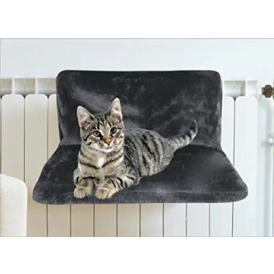 Image of ADEPTNA Cat Kitten Pet Animal Hanging Luxury Radiator Bed Warm Fleece Basket Cradle Hammock Strong and Durable Metal Frame (BLACK)