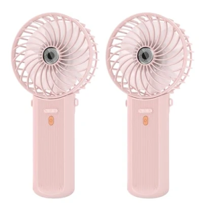 Image of Lepwings Portable Fan Handheld 2 Pack Mini Rechargeable Neck Hanging with 16 Hour Cooling, 4 Speeds Foldable Pocket for Summer Outdoor Travel Home Office Pink