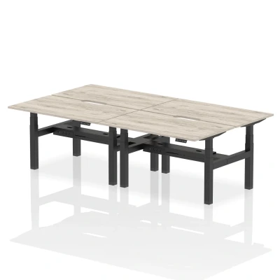Image of Air B2B 1400x800 Adjustable 4P Bench Desk Scalloped Grey Oak/Black