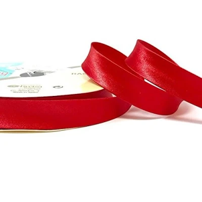 Image of Red Byetsa Satin Fold 18mm Bias Binding on a 25m Roll