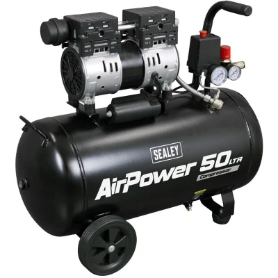 Image of Sealey 50 Litre Low Noise Oil Free Direct Drive Air Compressor 1hp