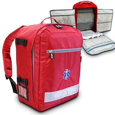 Image of RE GEN Easy Access Empty EMT Trauma Bag Emergency First Aid Responder Medical Multi Compartment Rucksack Backpack (Red)