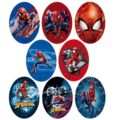 Image of 8 x Screen Printed Iron on Patches for Clothes, Appliques Repairing and Decorating Trousers, Jackets, Jerseys, Backpacks (Spiderman)