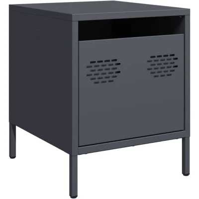 Image of vidaXL Bedside Cabinet Nightstand Bed Side Table Anthracite Steel with 1 Drawer Multi Functional Use for Bedroom, Living Room, Study 35 x 39 43.5 cm