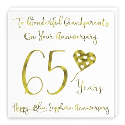 Image of Hunts England Grandparents 65th Anniversary Card To Wonderful On Your 65 Years Happy Blue Sapphire Milano Collection