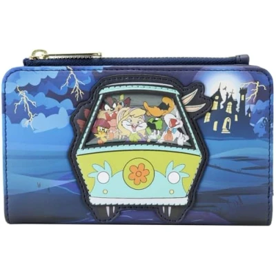 Image of Warner Bros 100th Anniversary Looney Tunes Scooby Doo Mash Up Flap Wallet, Blue, One Size, Wallet