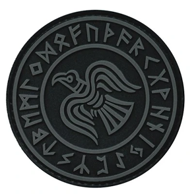Image of Subdued Rare Norse Viking Raven Runes Odin God of War ACU Morale PVC Rubber 3D Touch Fastener Patch