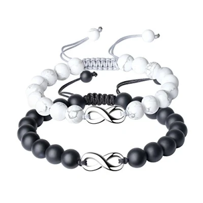 Image of COAI Infinity Bracelets His and Hers for Couples, Howlite Onyx