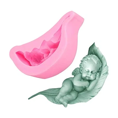 Image of XLZSP 3D Sleeping Baby Silicone Molds DIY Fondant Cake Decoration Mould Chocolate Essential Oil Soap Polymer Clay Moulds Tool Kitchen Baking Mold (Sleeping baby4)