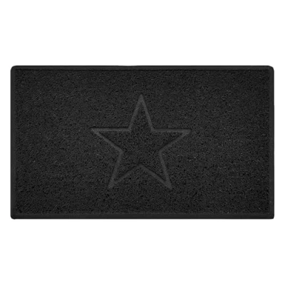 Image of Nicoman Star Embossed Shape Entrance Door Mat Dirt Trapper Washable Barrier Doormat Indoor or Outdoor (Medium, Black, 75 x 44cm)