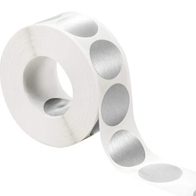 Image of 1000 Pieces Scratch Off Sticker Round Labels (Silver, 1 x Inch Circle)