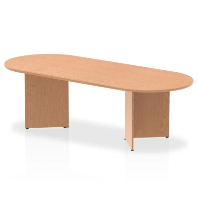 Image of Impulse 2400mm Boardroom Table Oak Top Arrowhead Leg