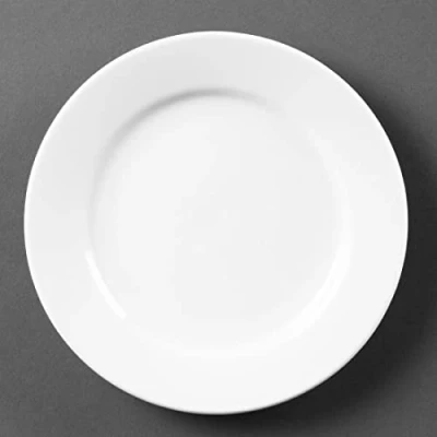 Image of Olympia White Ware Wide Rimmed Service Plates 165mm Porcelain Innovative 12pc